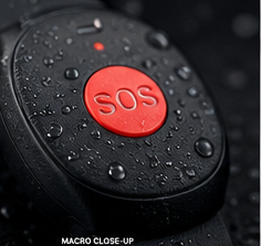 MagEdge SOS wristband macro close-up with water droplets