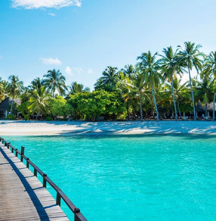 Calm turquoise lagoon at a resort