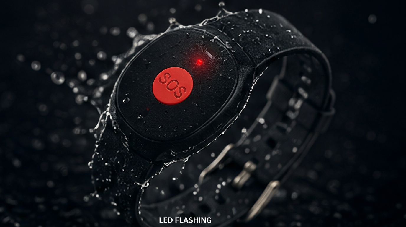 MagEdge SOS wristband with LED flashing under water
